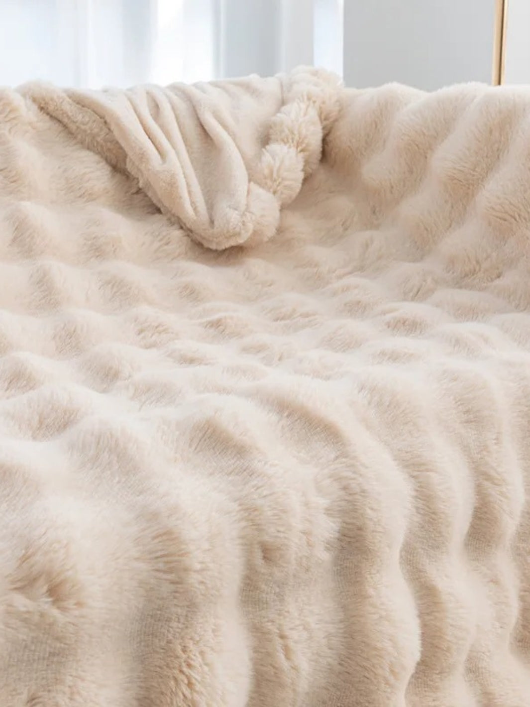 plaid moumoute beige