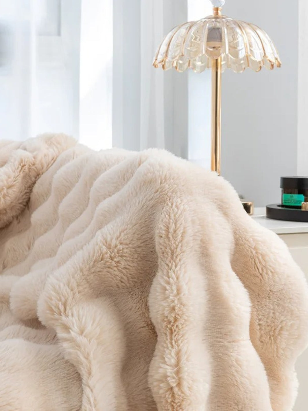 plaid moumoute beige