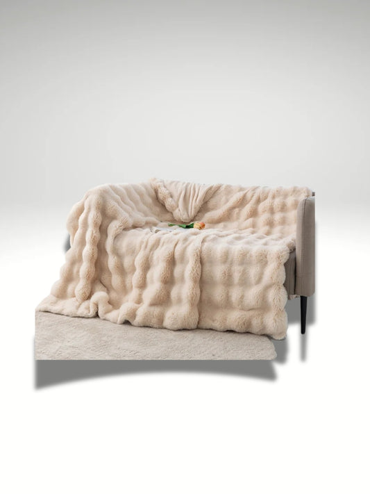 plaid moumoute beige