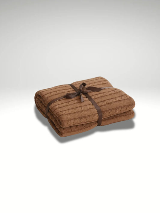 plaid en coton marron