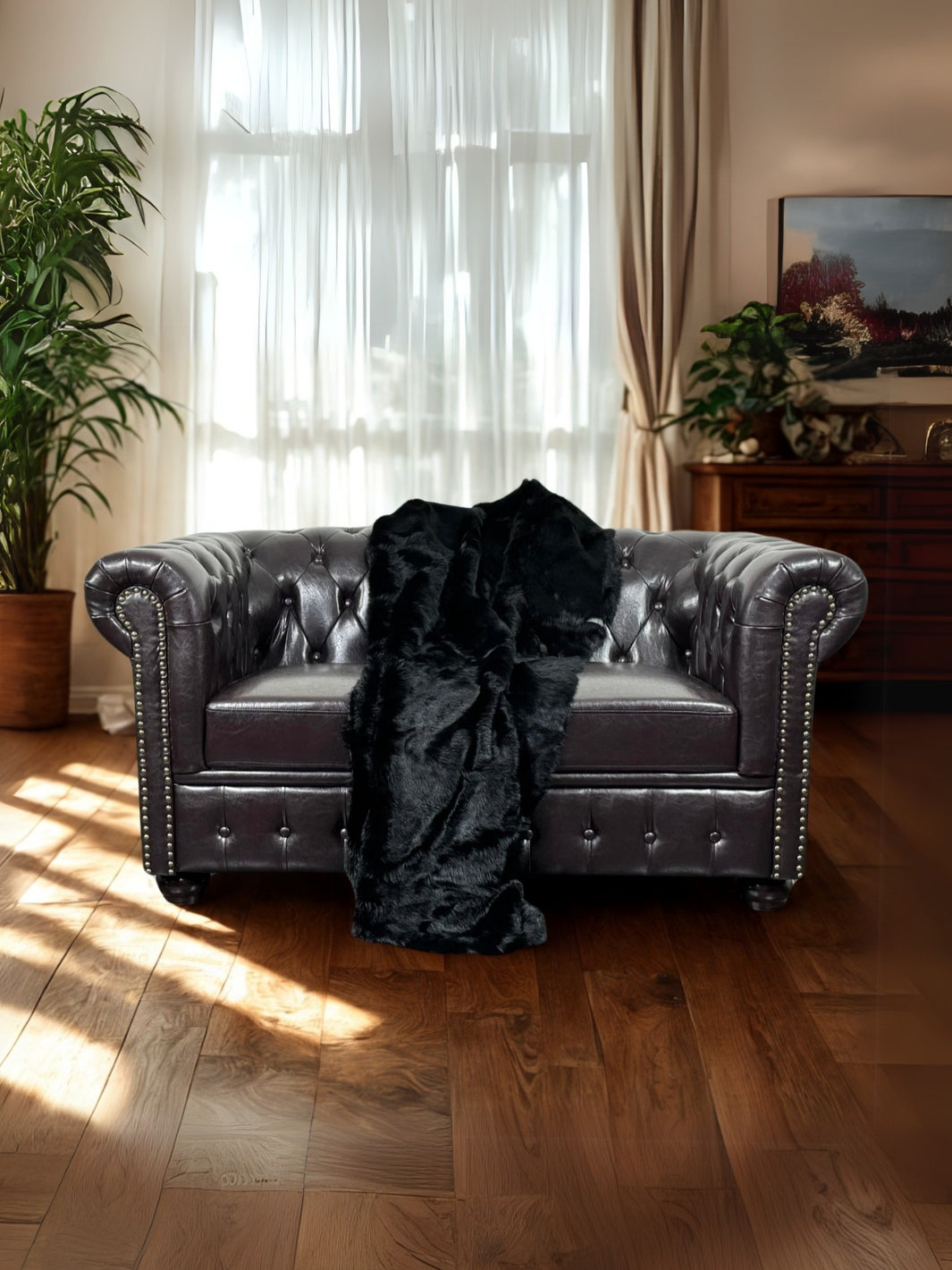 plaid fourrure noir