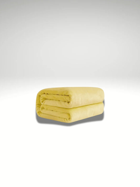 plaid polaire jaune moutarde