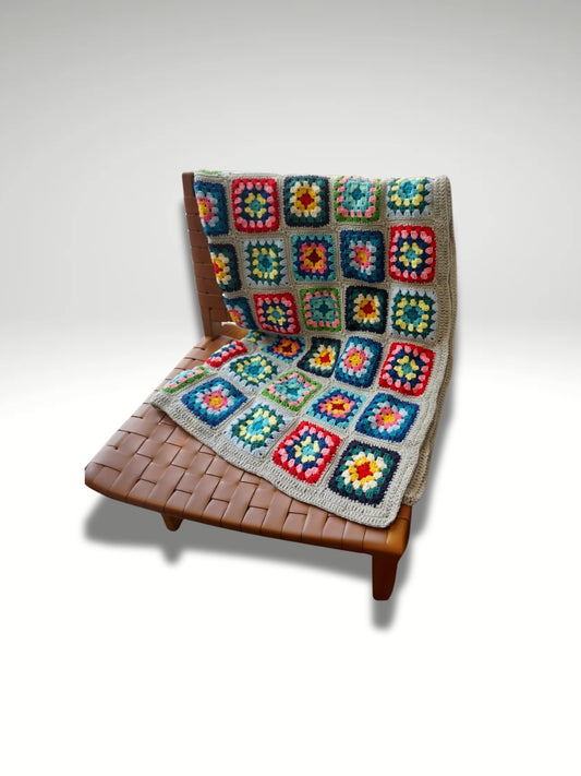 plaid au crochet coloris gris