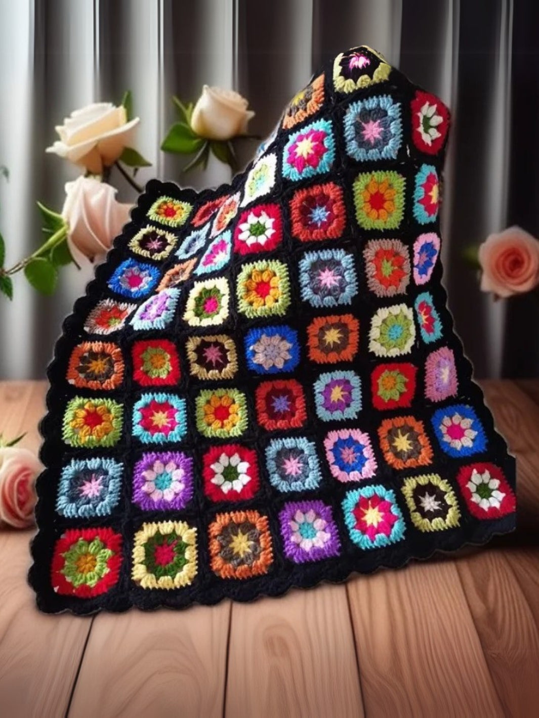 plaid crochet granny
