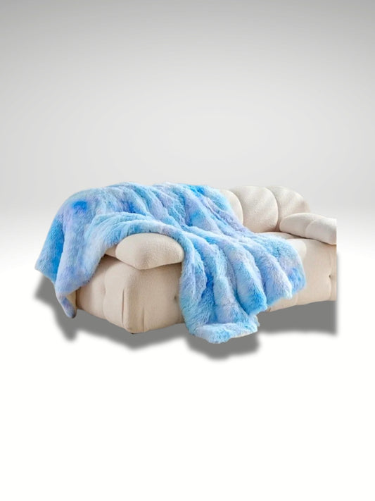 plaid fausse fourrure bleu ciel