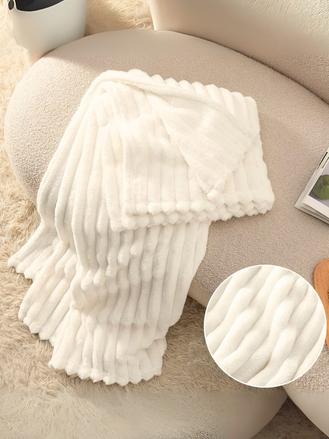 Plaid polaire blanc cassé