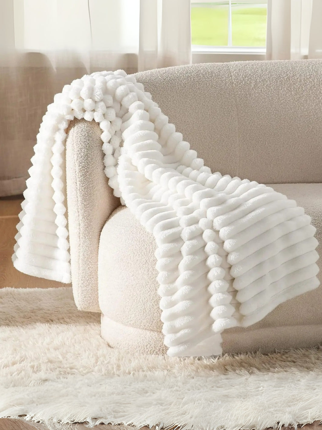 grand plaid blanc doux