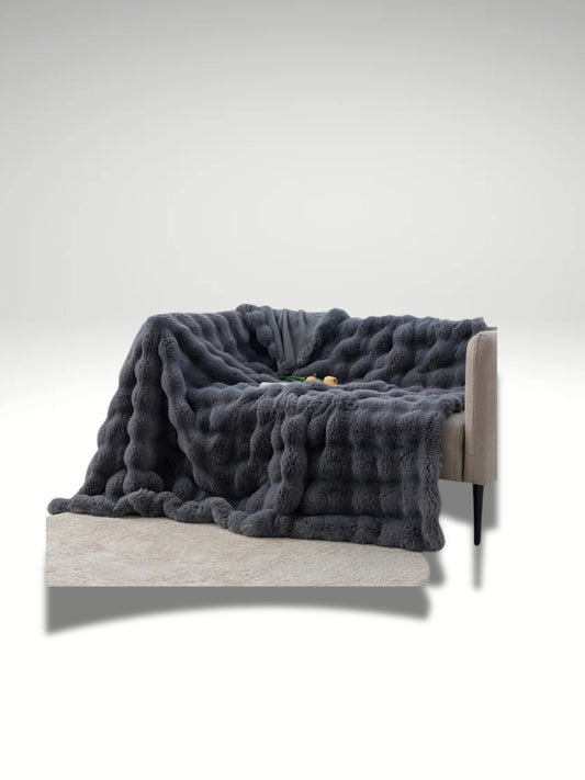 plaid imitation fourrure gris