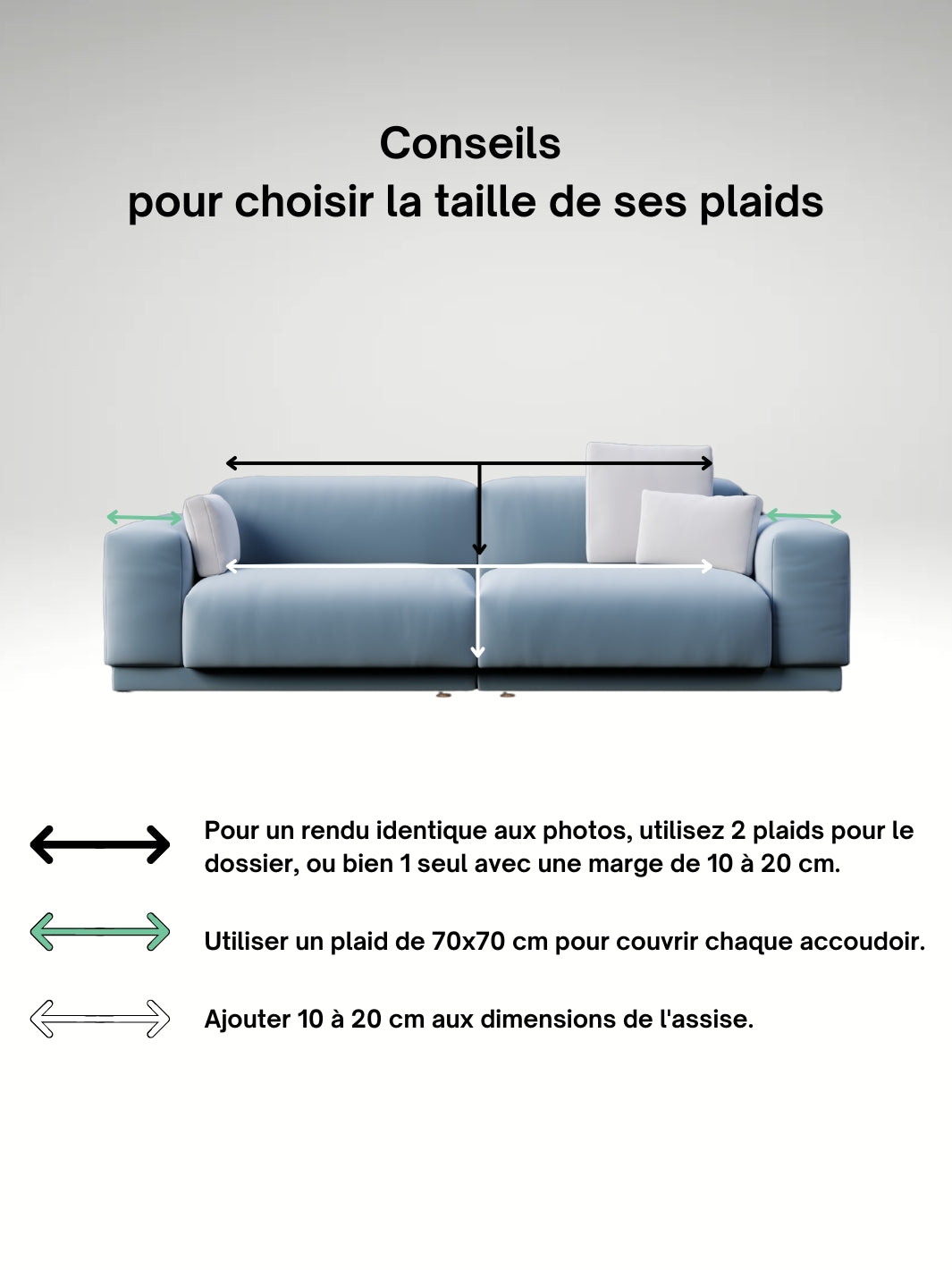 Plaid antidérapant pour canapé cuir Vert