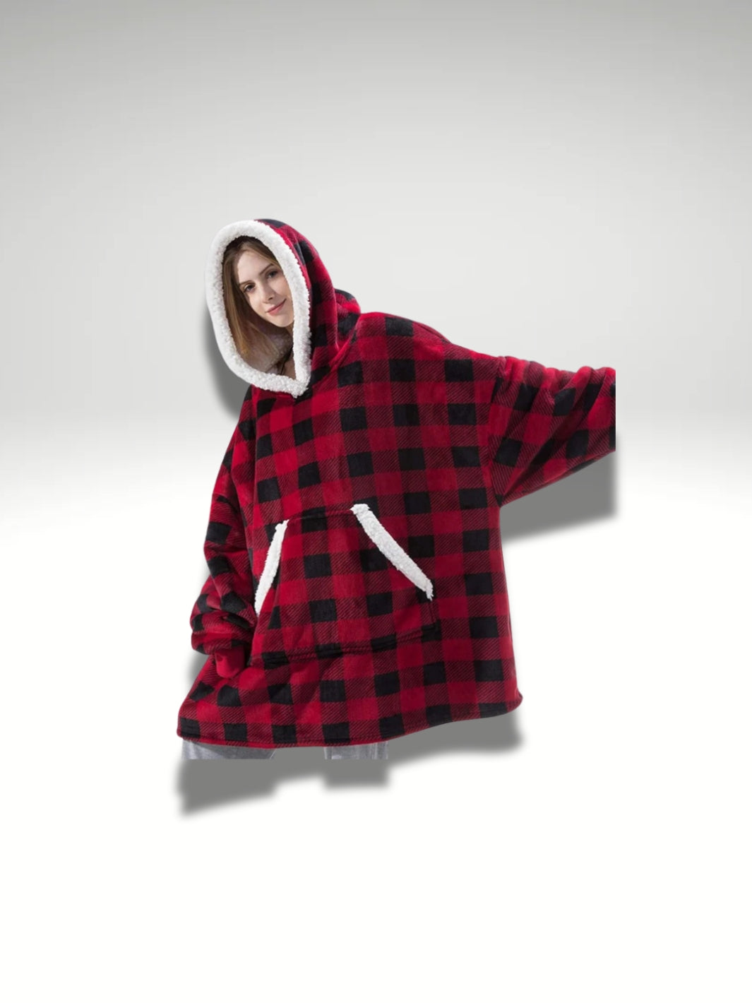 Sweat plaid femme Rouge et noir