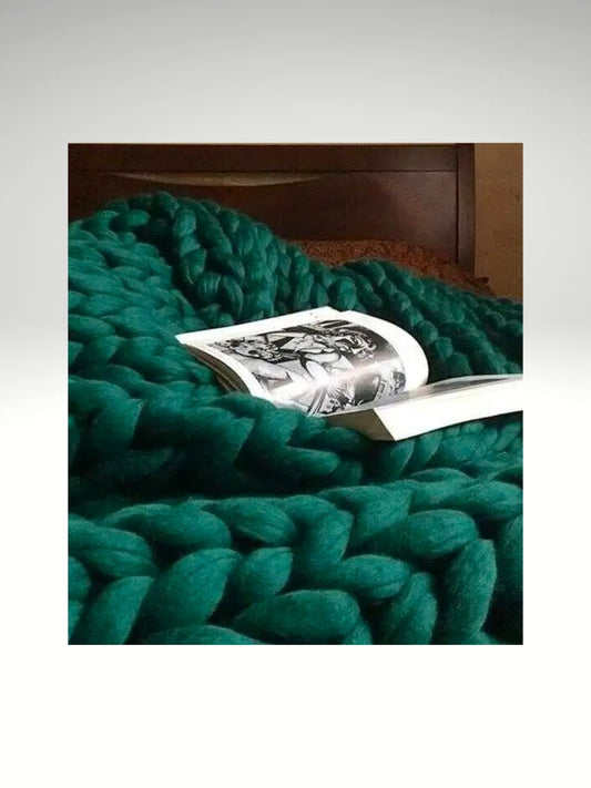 Plaid tricoté grosse maille | Vert