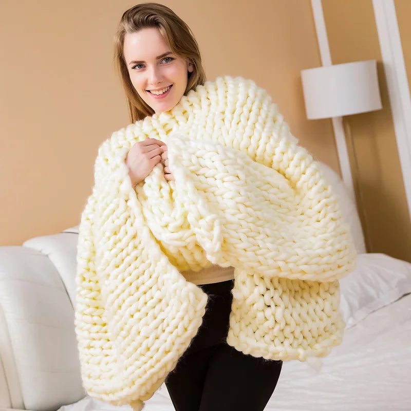 Plaid tricot moderne jaune mimosa