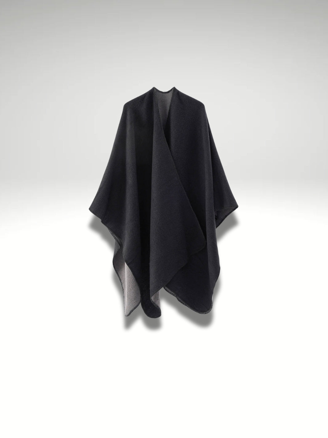 Poncho Plaid noir dark double face