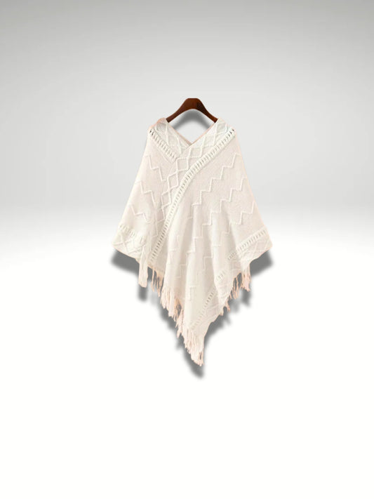 Poncho Plaid blanc