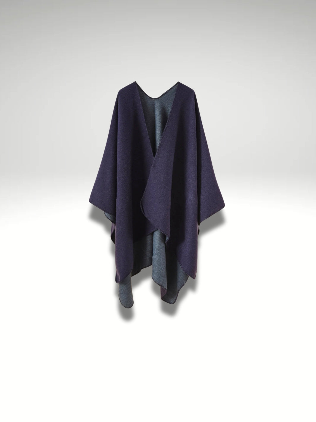 Poncho Plaid bleu marine/gris foncé double face