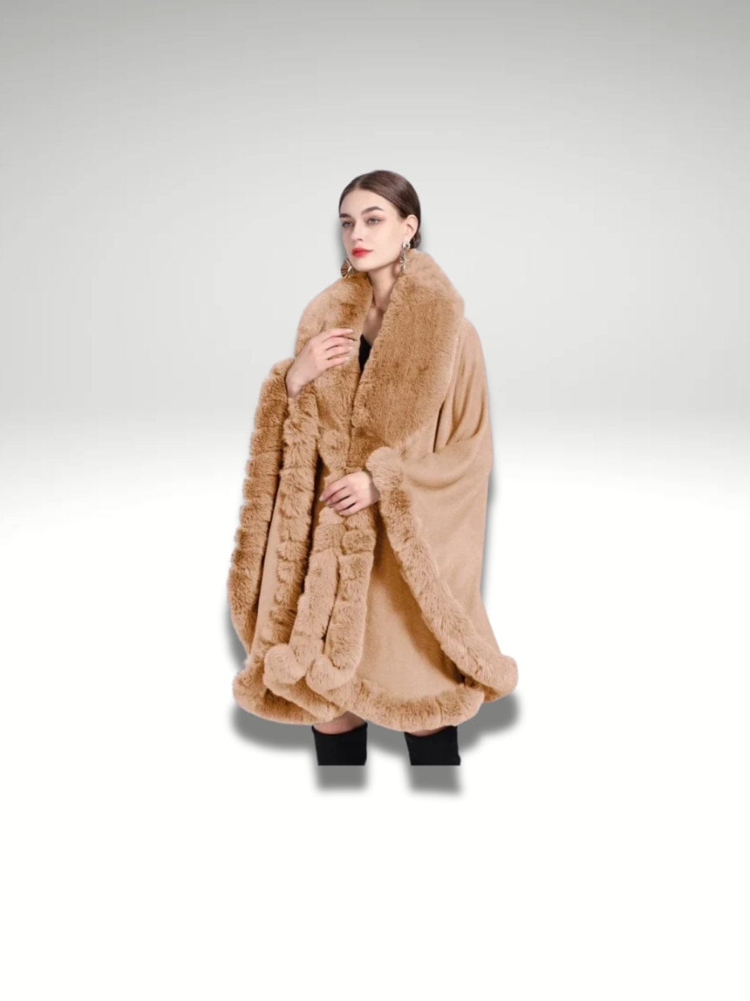 Cape châle poncho Camel léger