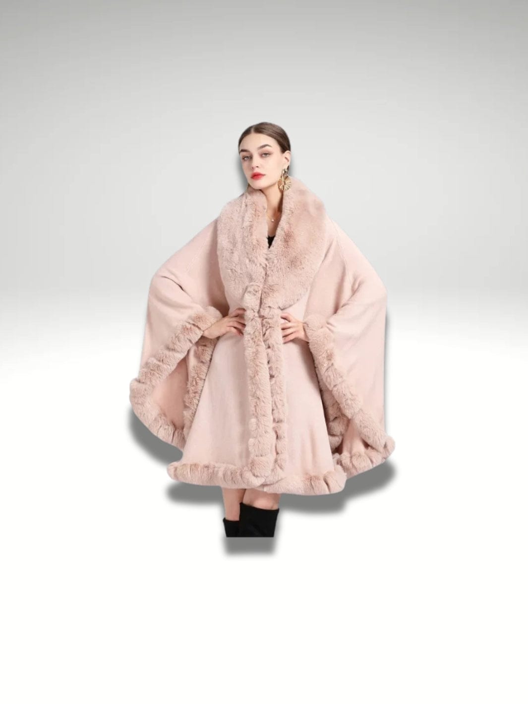 Cape châle poncho Rose