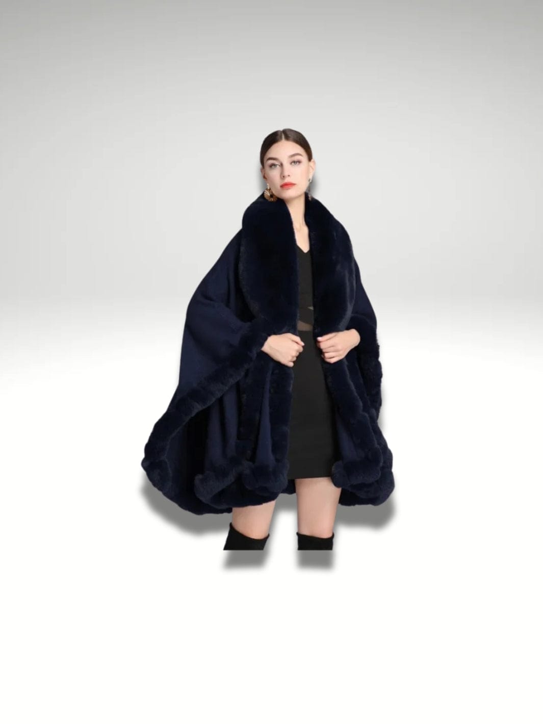 Cape fausse fourrure femme Bleu marine