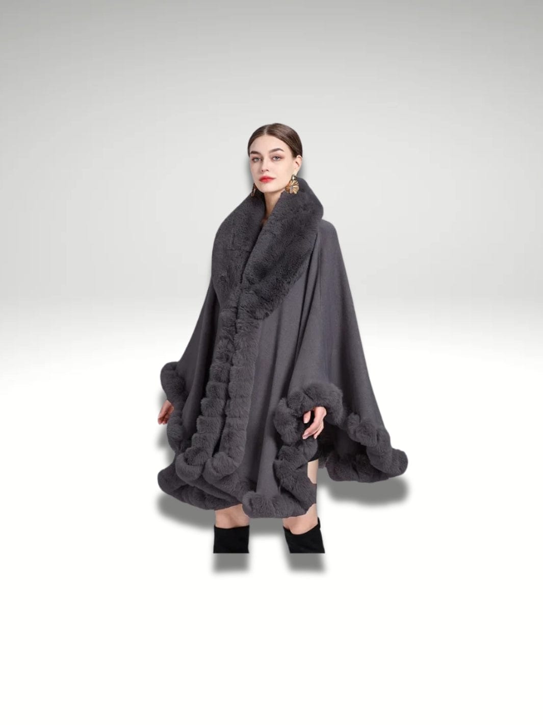 Cape fausse fourrure femme Gris