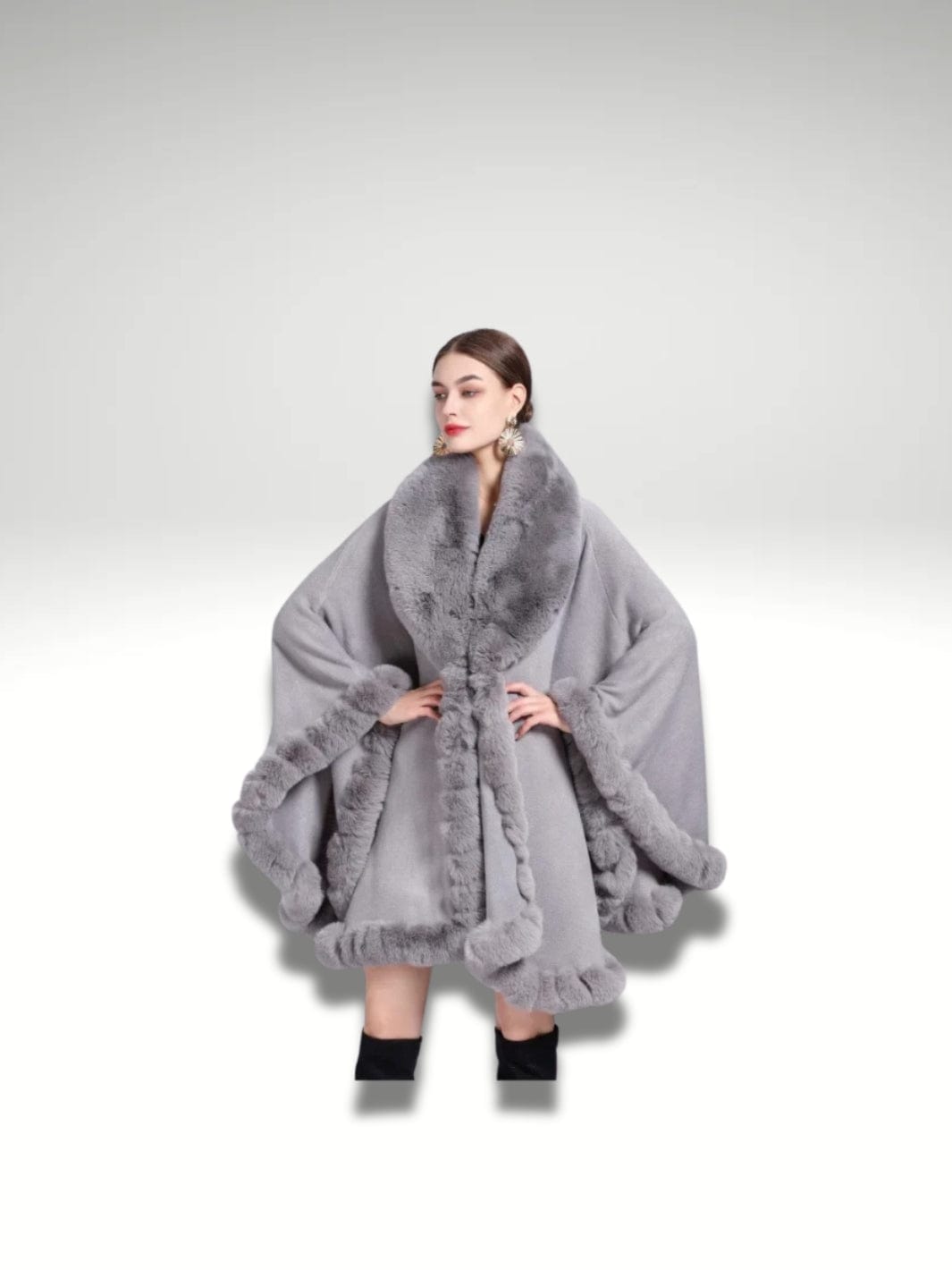 Cape fausse fourrure femme Gris clair