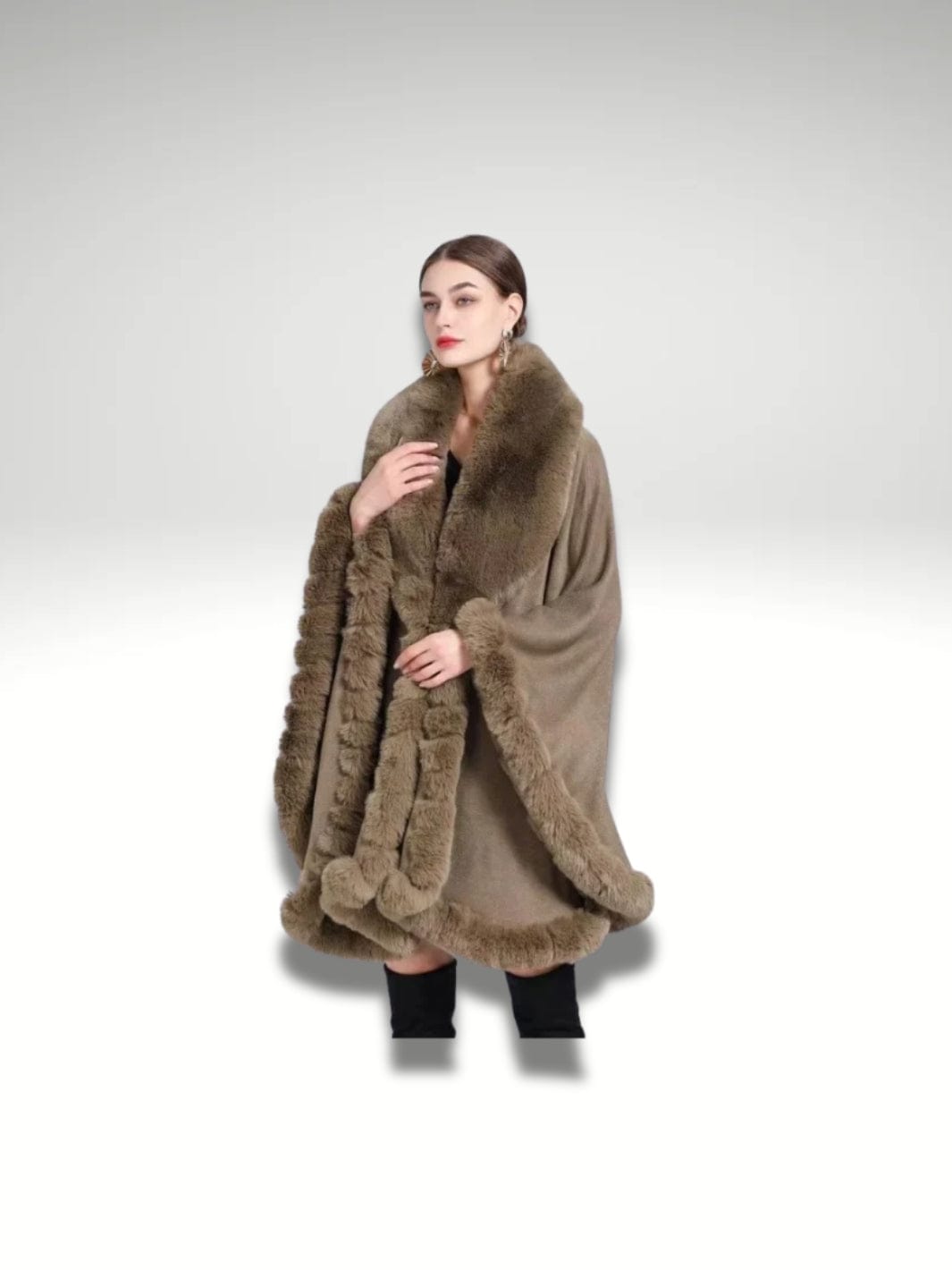 Cape fausse fourrure femme Khaki