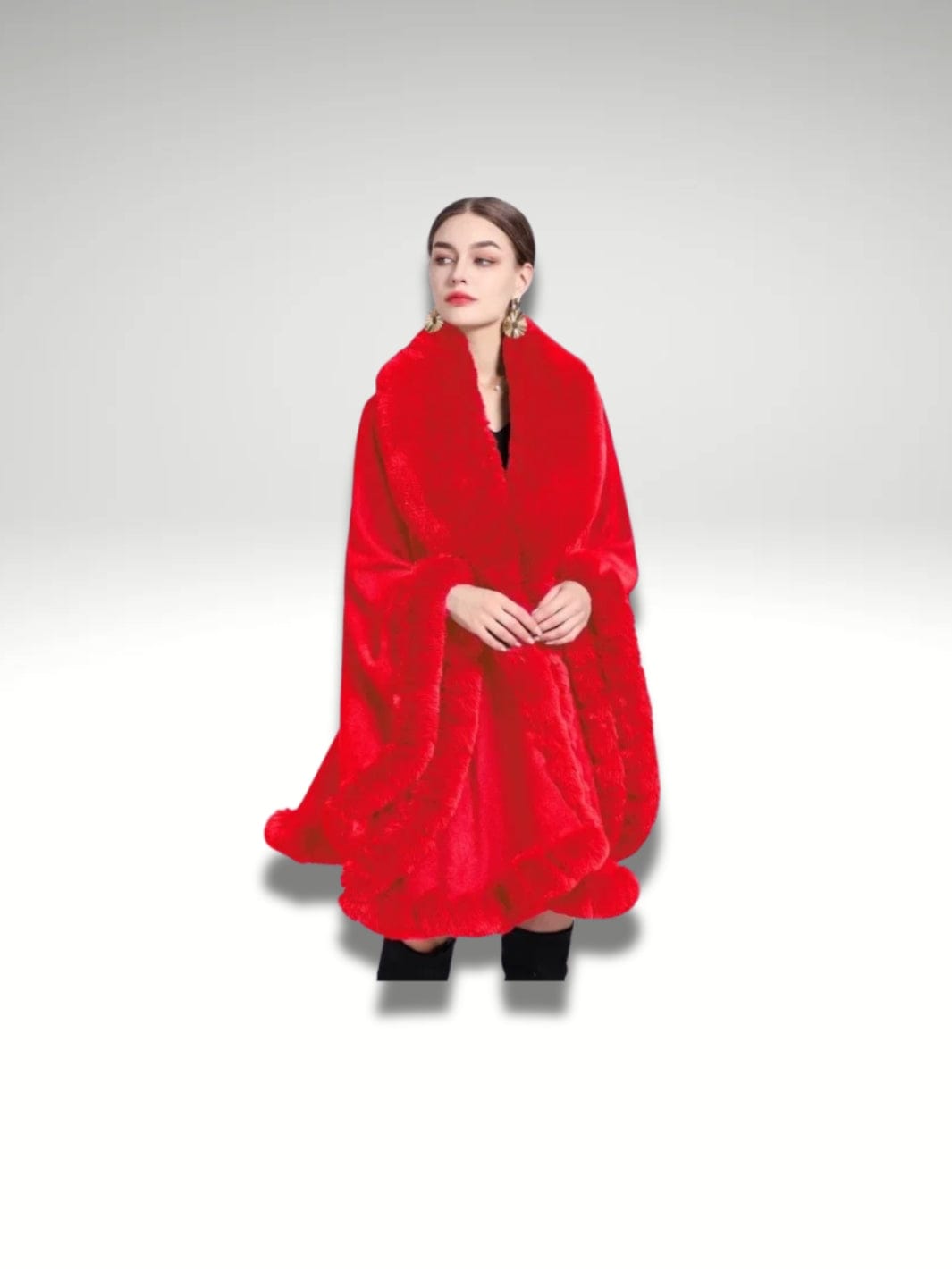 Cape fausse fourrure femme Rouge vif