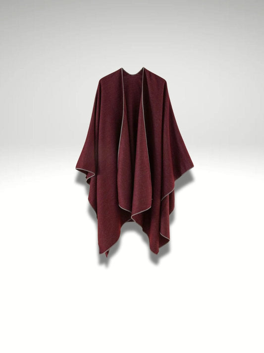 Cocooning poncho plaid | Rouge vin Rouge vin