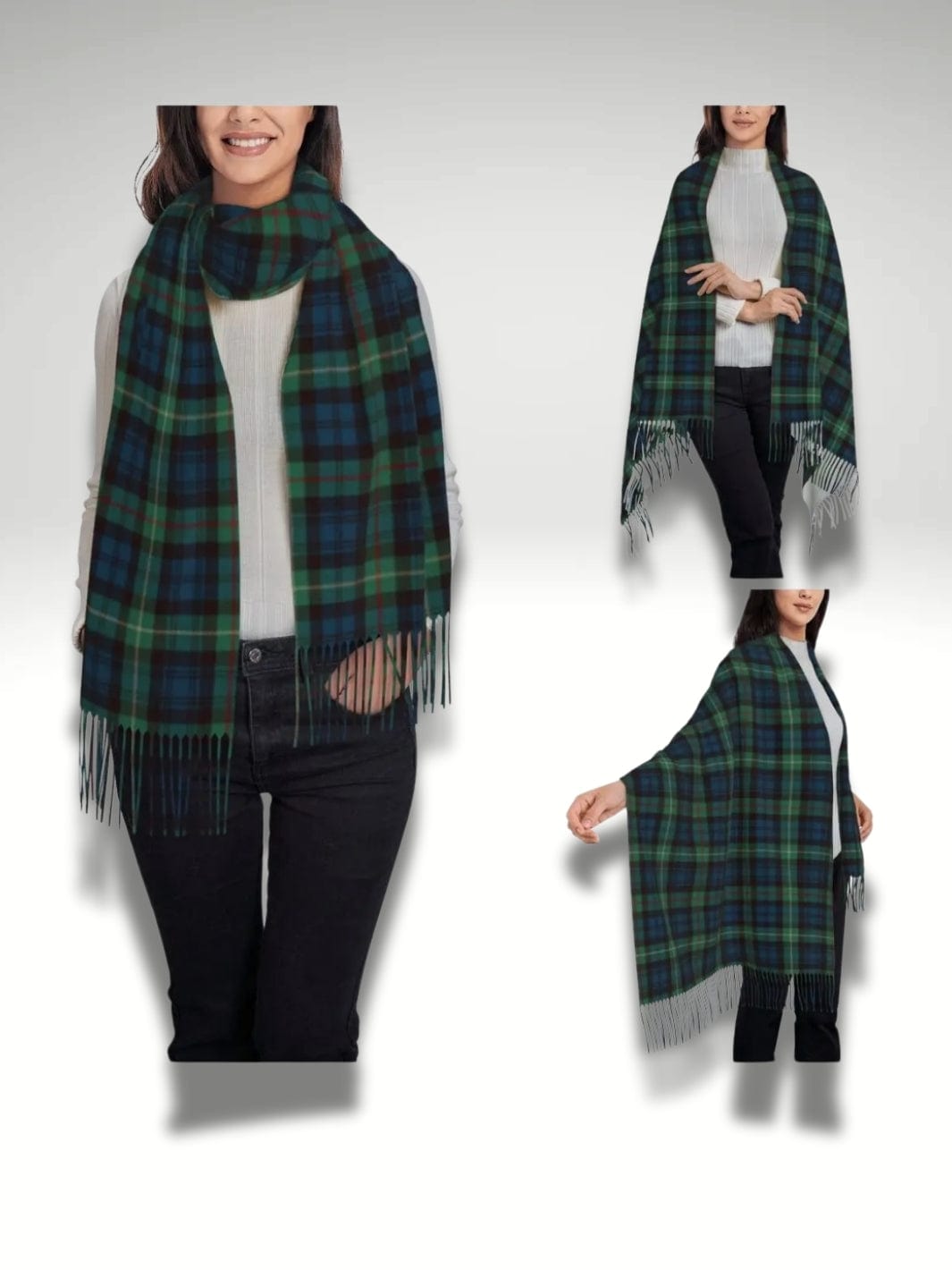 Echarpe plaid femme Bleu et vert / Taille unique