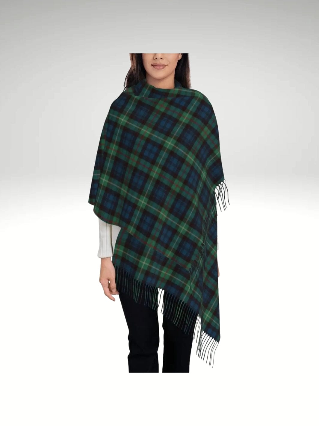 Echarpe plaid femme Bleu et vert / Taille unique