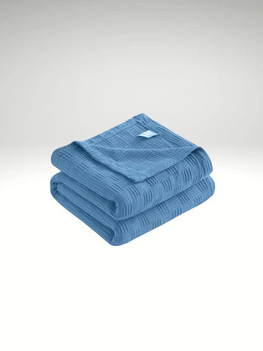 Grand plaid coton Bleu / 180x200cm