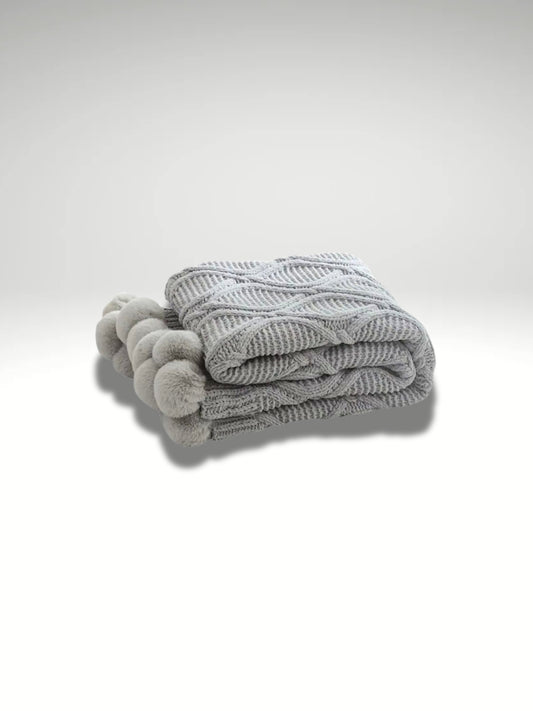 plaid tricot coton gris