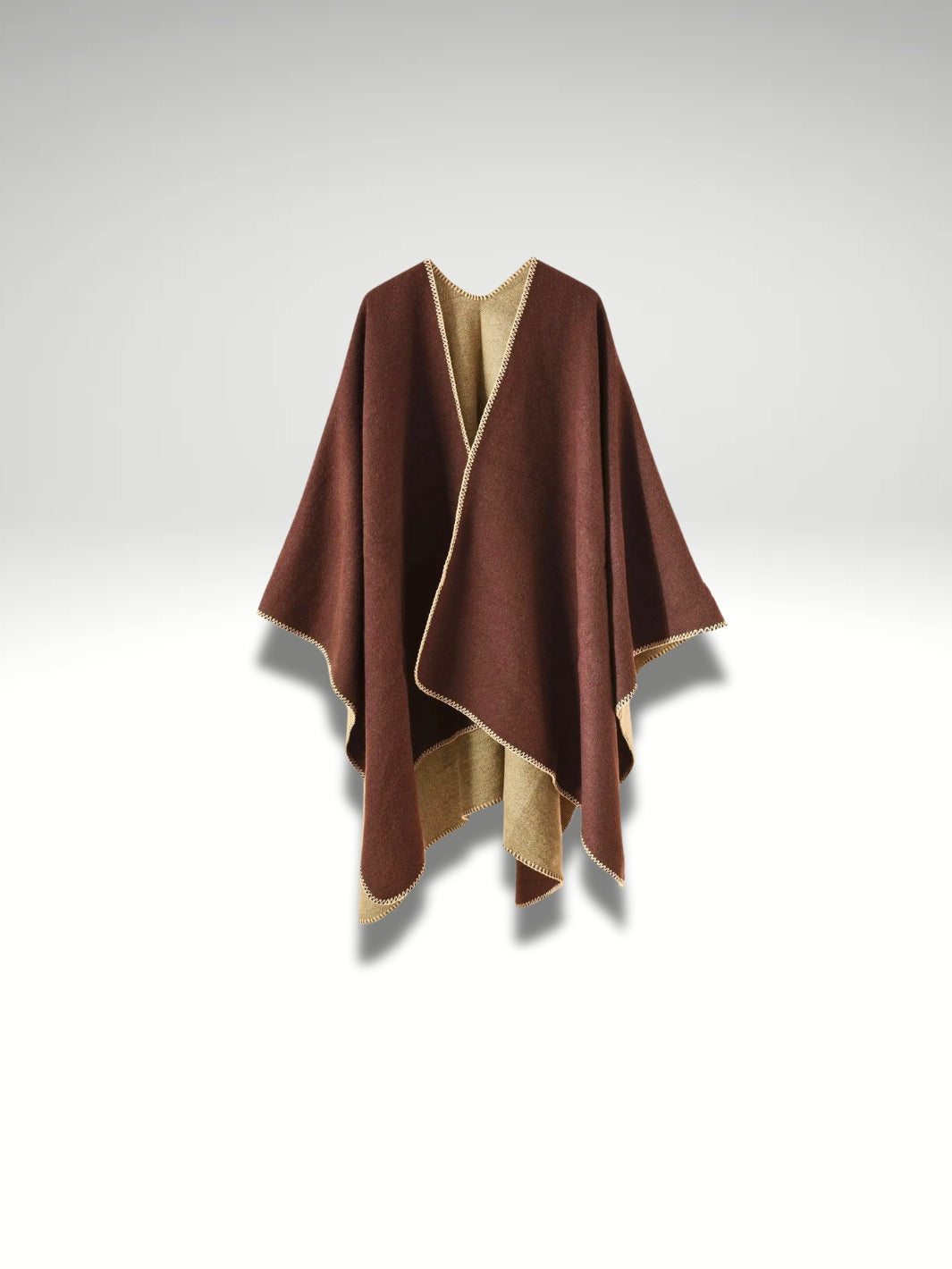 Poncho Plaid marron café double face