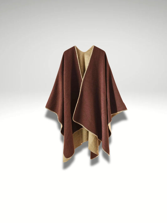 Poncho Plaid marron café double face