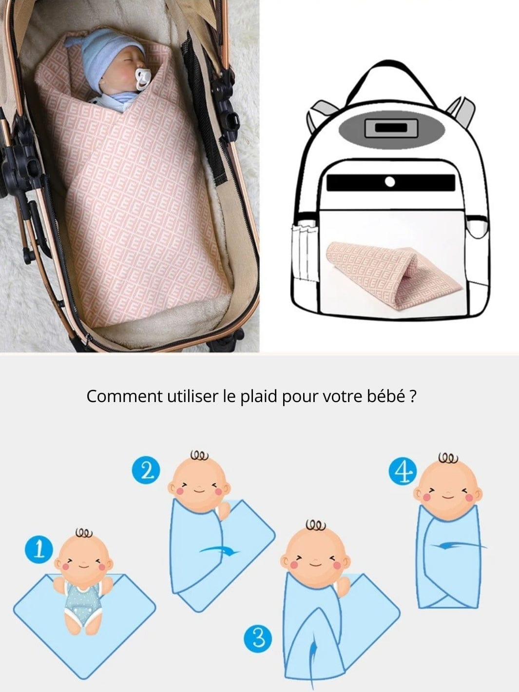 Plaid bebe chaud | noir