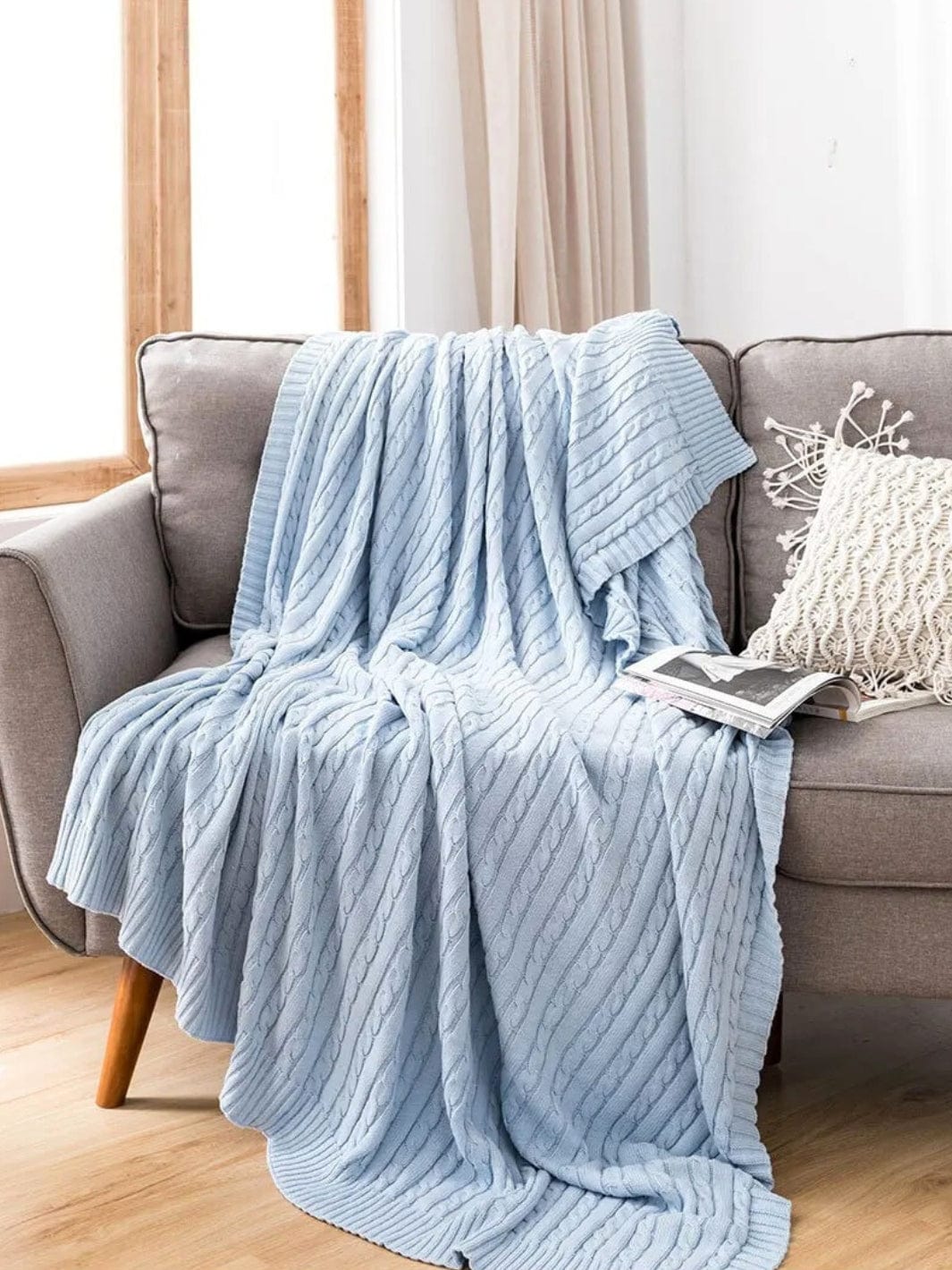 Plaid bleu ciel