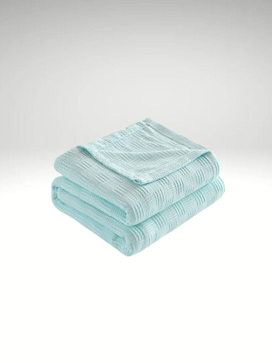 Plaid coton bleu Bleu ciel / 180x200cm