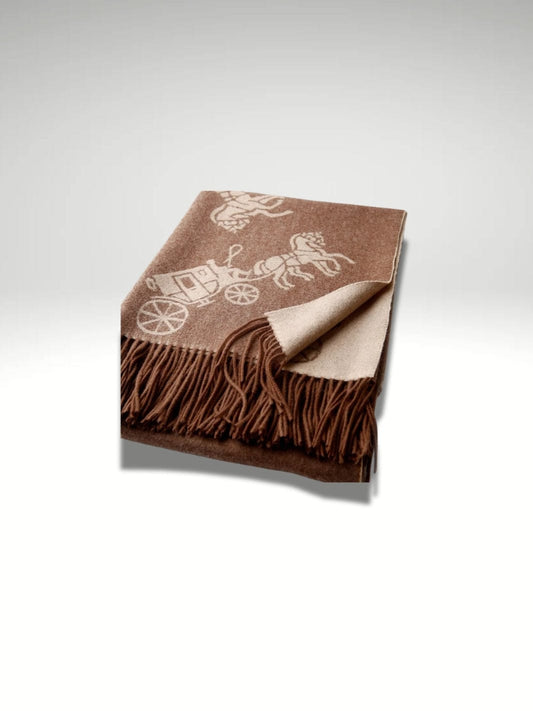 Plaid laine Marron café / 125x180cm