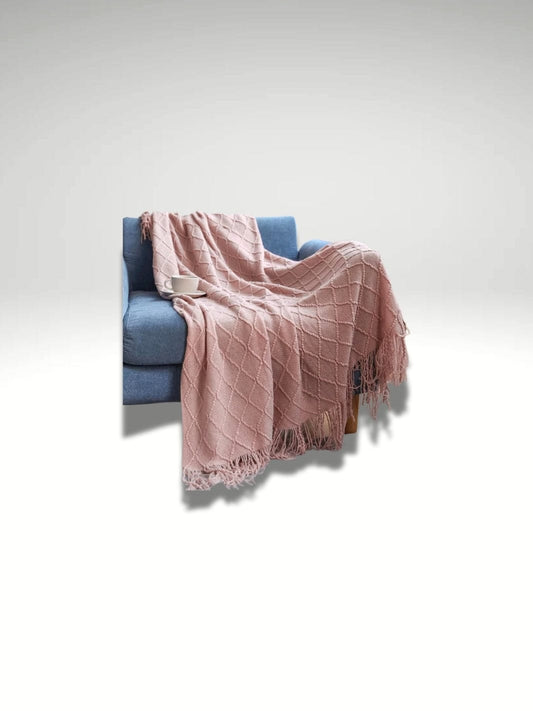 Plaid tricot rose pale