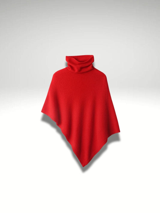 Poncho en laine pour femme Rouge