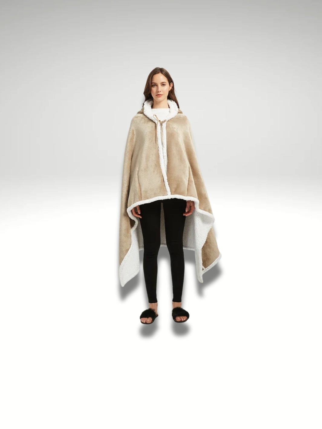 Poncho en polaire Beige / 170x120cm