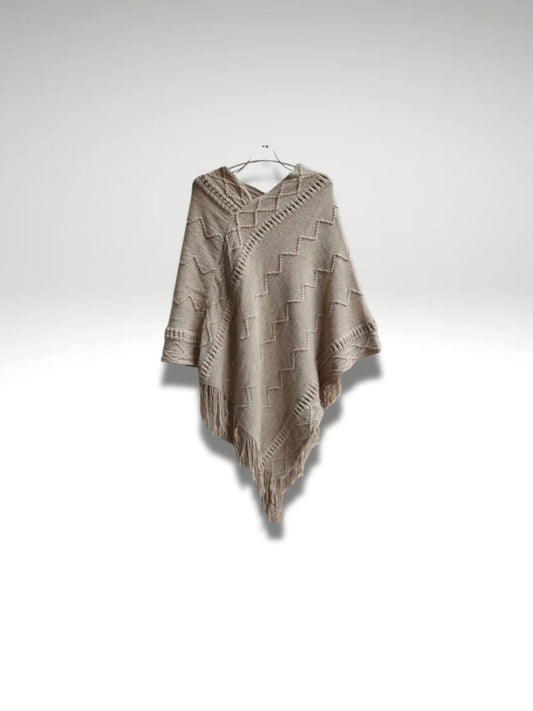 Poncho Plaid adulte | Beige Beige