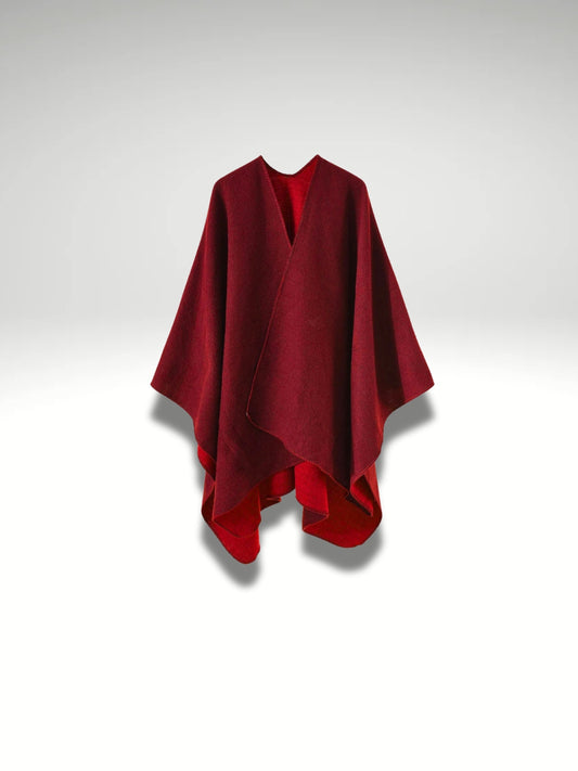 Poncho Plaid rouge vin double face